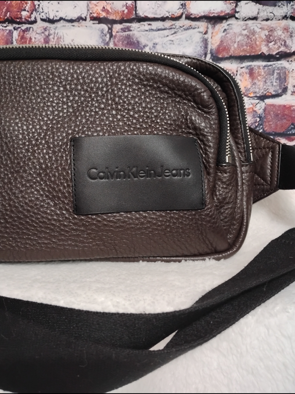 Calvin Klein Jeans Unisex Large Brown Waist Bag Sling Preminum Leather Line